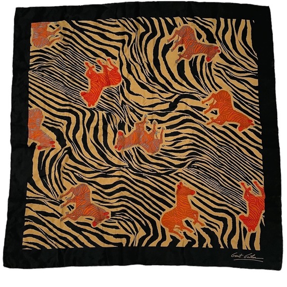 Grant Gaither Accessories - Vintage Signed Grant Gaither Zoophisticates Zebra Silk Square Scarf